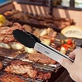 iNeibo Kitchen grillzange/küchenzange/servierzange/universal zange aus hochwertigem edelstahl und lebensmittelqualität silikon- (2er set- 23cm & 30,5cm) rutchfest & hitzebeständig mit intelligenten sicherungsclip. Perfekter küchenhelfer zum kochen, servieren, Grill, Buffet, salat, Eis, Ofen (Schwarz) - 8