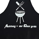 Grillschürze Latzschürze aus Baumwolle, Schwarze belastbare Schürze 100x70cm - 4