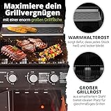 Juskys BBQ Gasgrill Louisiana 3 Brenner 8,1 kW - Gas Grillwagen inkl. Grillrost, Deckel - Grill mit Thermometer, Warmhalterost, Seitenablagen & Plane - 3