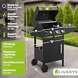 Juskys BBQ Gasgrill Louisiana 3 Brenner 8,1 kW - Gas Grillwagen inkl. Grillrost, Deckel - Grill mit Thermometer, Warmhalterost, Seitenablagen & Plane - 7