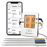 ThermoPro Bluetooth 5.0 Digital Bratenthermometer Grillthermometer Funk Fleischthermometer mit 4 Sonde für BBQ, Garraum, Smoker, Steak, Unterstützt IOS, Android, Reichweite bis zu 150m